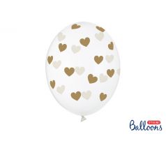 Latexové balóny priehľadné zlaté srdcia 30 cm