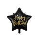 Fóliový balón hviezda čierna Happy Birthday 46 cm