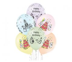 Latexové balóny 30 cm Happy Birthday cute 6 ks