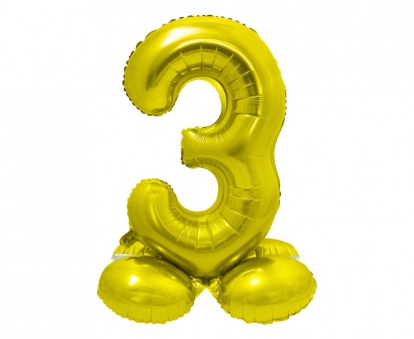 Balón fóliový stojaci číslo 3 zlaté 72 cm
