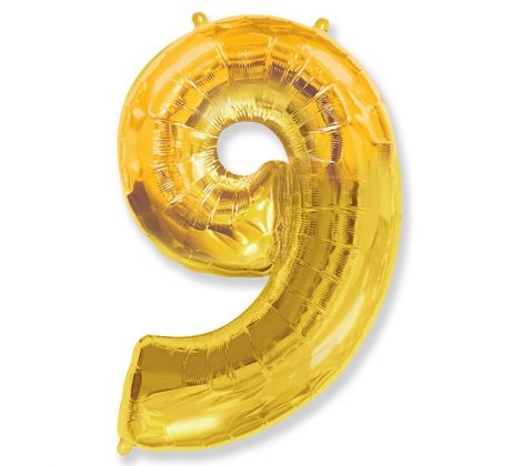 Balón fóliový zlatý číslo 9