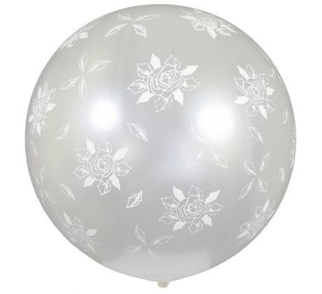 Balón guľa perlová s potlačou ruže