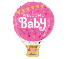 Fóliový balón - Balón Welcome baby ružový 46 cm