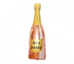 Fóliový balón Fľaša šampanského 91 cm zlatoružová