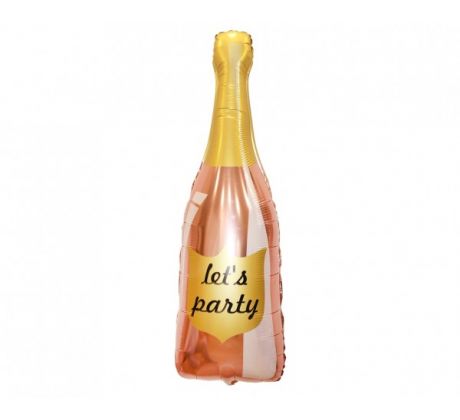 Fóliový balón Fľaša šampanského 91 cm zlatoružová