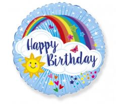 Fóliový balón Happy Birthday dúha 18"