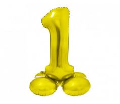 Balón fóliový stojaci číslo 1 zlaté 72 cm