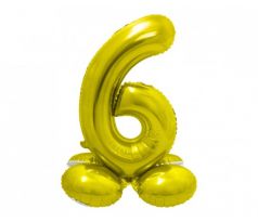 Balón fóliový stojaci číslo 6 zlaté 72 cm