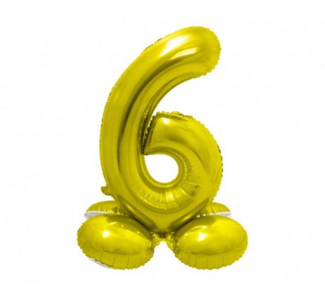 Balón fóliový stojaci číslo 6 zlaté 72 cm