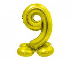 Balón fóliový stojaci číslo 9 zlaté 72 cm