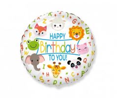 Fóliový balón FX Happy Birthday zvieratká 18"