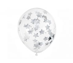 atexové balóny so striebornými konfetami 30 cm/6 ks