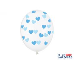 Latexové balóny priehľadné modré srdcia 30 cm