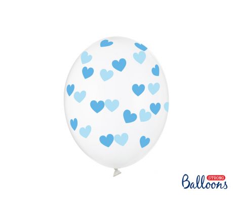 Latexové balóny priehľadné modré srdcia 30 cm