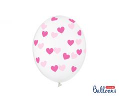 Latexové balóny priehľadné ružové srdcia 30 cm