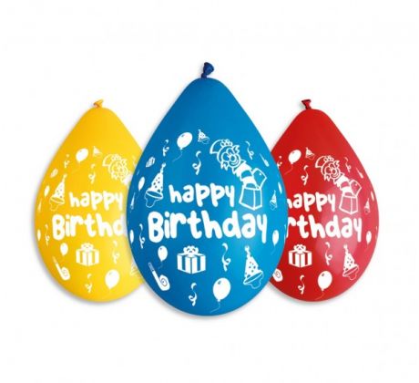 Latexové balóny s potlačou Happy Birthday