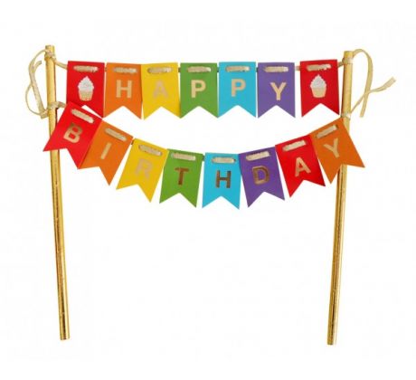 Banner Happy Birthday na tortu farebný