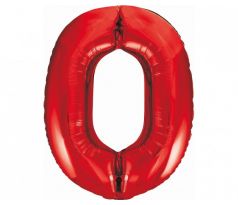 Balón fóliový číslo 0 červený 92 cm