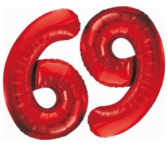 Balón fóliový číslo 6 alebo 9 červený 85 cm