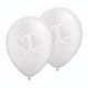 Kvalitné latexové balóniky v metalickej perleťovej farbe s bielou potlačou spojených sŕdc  sú ideálne na doplnenie svadobnej výzdoby. Nezabudnite na pekné ťažitka.