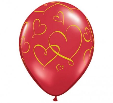 Latexové balóny 28 cm červené Srdcia 6 ks