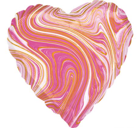 Balón fóliový srdce ružový mramor 46 cm
