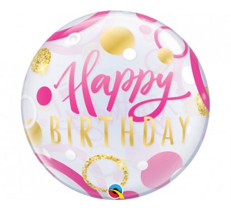Fóliový balón priehľadný s HB ružový 22"