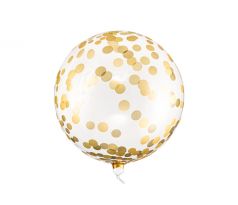Fóliový balón priehľadný so zlatými bodkami 40 cm