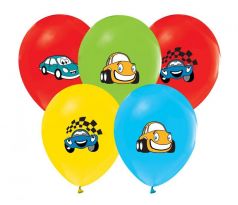 atexové balóniky 30 cm autíčka 5 ks/bal.