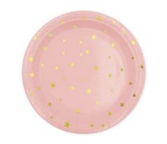 Papierové taniere ružové 23 cm 6 ks/bal. ECO