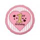 Fóliový balón srdce 1 narodeniny ružový