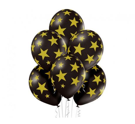 ada latexových balónov 33 cm s potlačou zl. hviezd 6 ks
