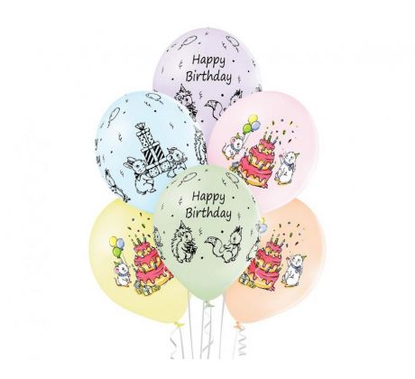 Latexové balóny 30 cm Happy Birthday cute 6 ks